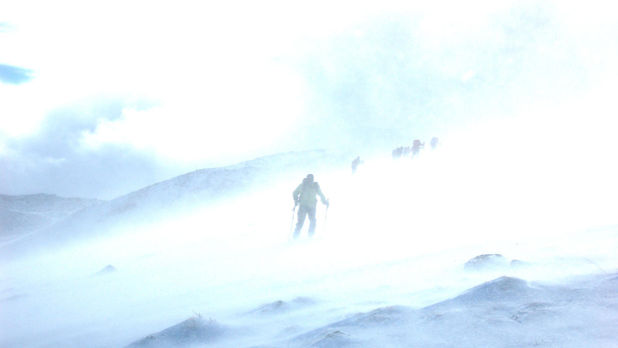  What is a whiteout: hiking in whiteout. 