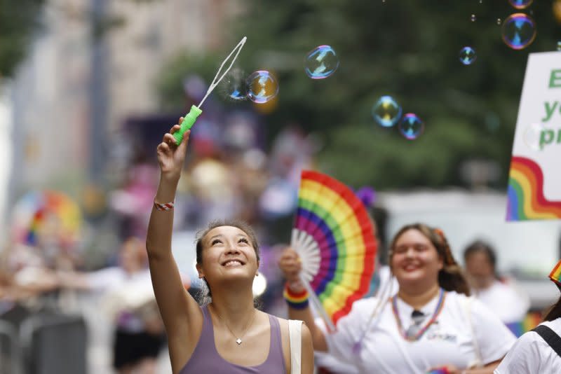 Participants march down Fifth Avenue at the 2024 NYC Pride March in New York City on Sunday, June 30, 2024. The inaugural March took place in 1970, one year after the Stonewall uprising. Photo by John Angelillo/UPI