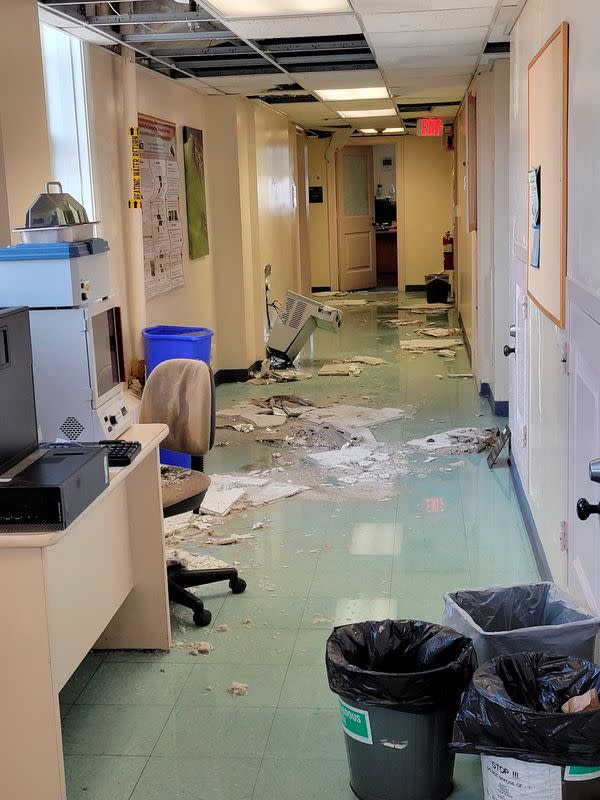 Damage is seen after a flood at USDA research facility where employees have filed whistleblower complaints in Beltsville, Maryland