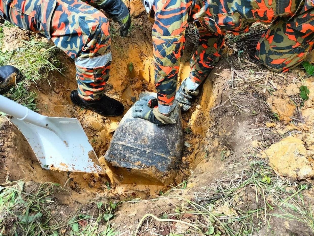 Debris suspected to be from a Chinese booster rocket in Borneo.