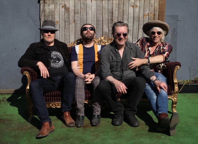 From left, Simon Crowe, Pete Briquette, Garry Roberts and Bob Geldof 