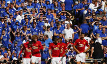 Football Soccer Britain - Leicester City v Manchester United - FA Community Shield - Wembley Stadium - 7/8/16 Manchester United's Jesse Lingard celebrates scoring their first goal Reuters / Eddie Keogh Livepic EDITORIAL USE ONLY. No use with unauthorized audio, video, data, fixture lists, club/league logos or "live" services. Online in-match use limited to 45 images, no video emulation. No use in betting, games or single club/league/player publications. Please contact your account representative for further details.