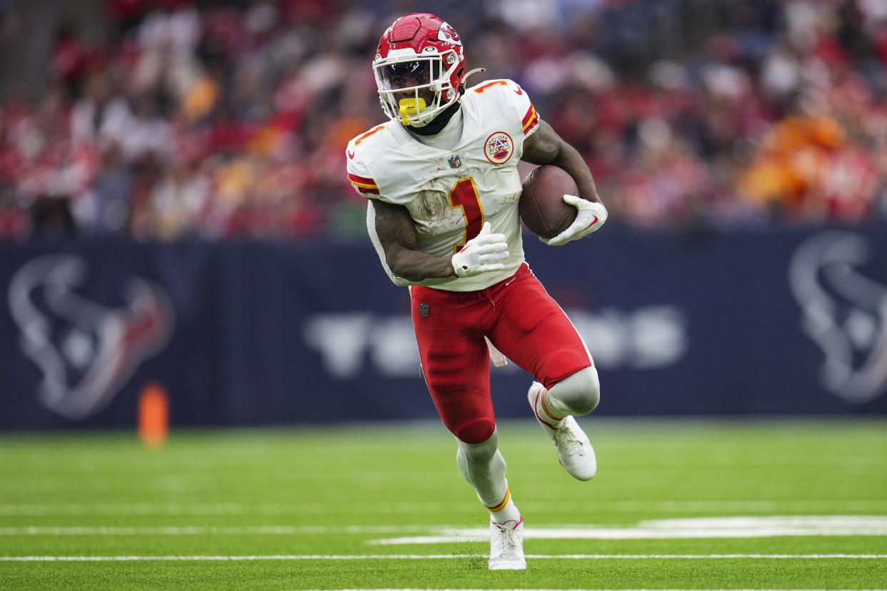 Jerick McKinnon #1 of the Kansas City Chiefs has fantasy value