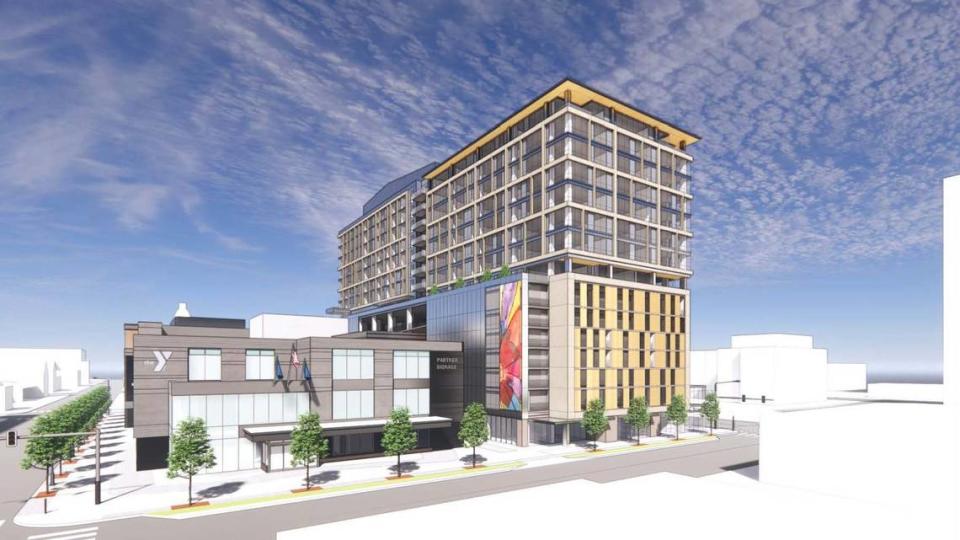 Boise residents may see a massive new project that includes 400 new residential units, a new YMCA and 30,000 square feet of commercial space by 2026. This rendering shows the proposed Block 68 South project.