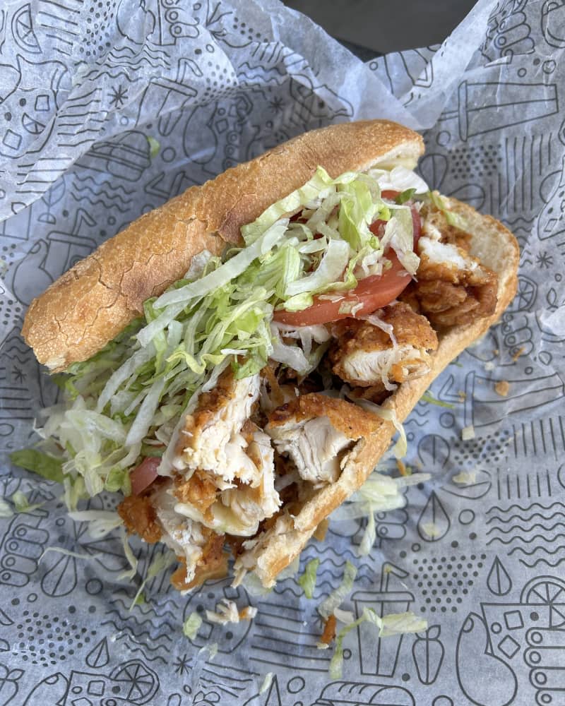 Publix chicken tender sub sandwich on paper wrap