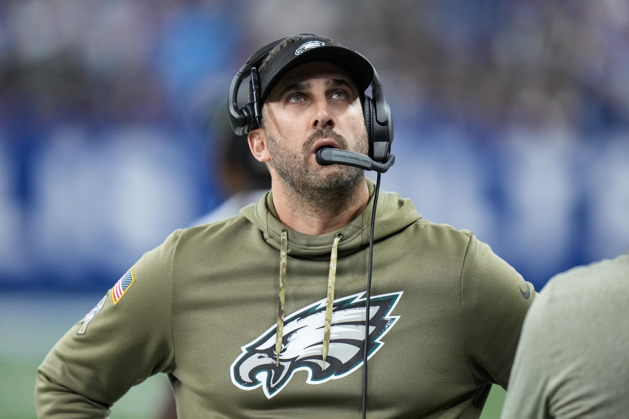 Philadelphia Eagles coach Nick Sirianni was intent on beating the Colts. (AP Photo/AJ Mast)