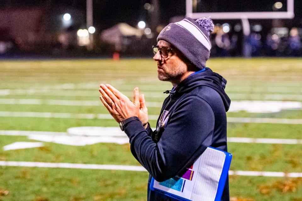 Wareham coach Christopher Gardner on the sidelines as the Vikings battled Seekonk.