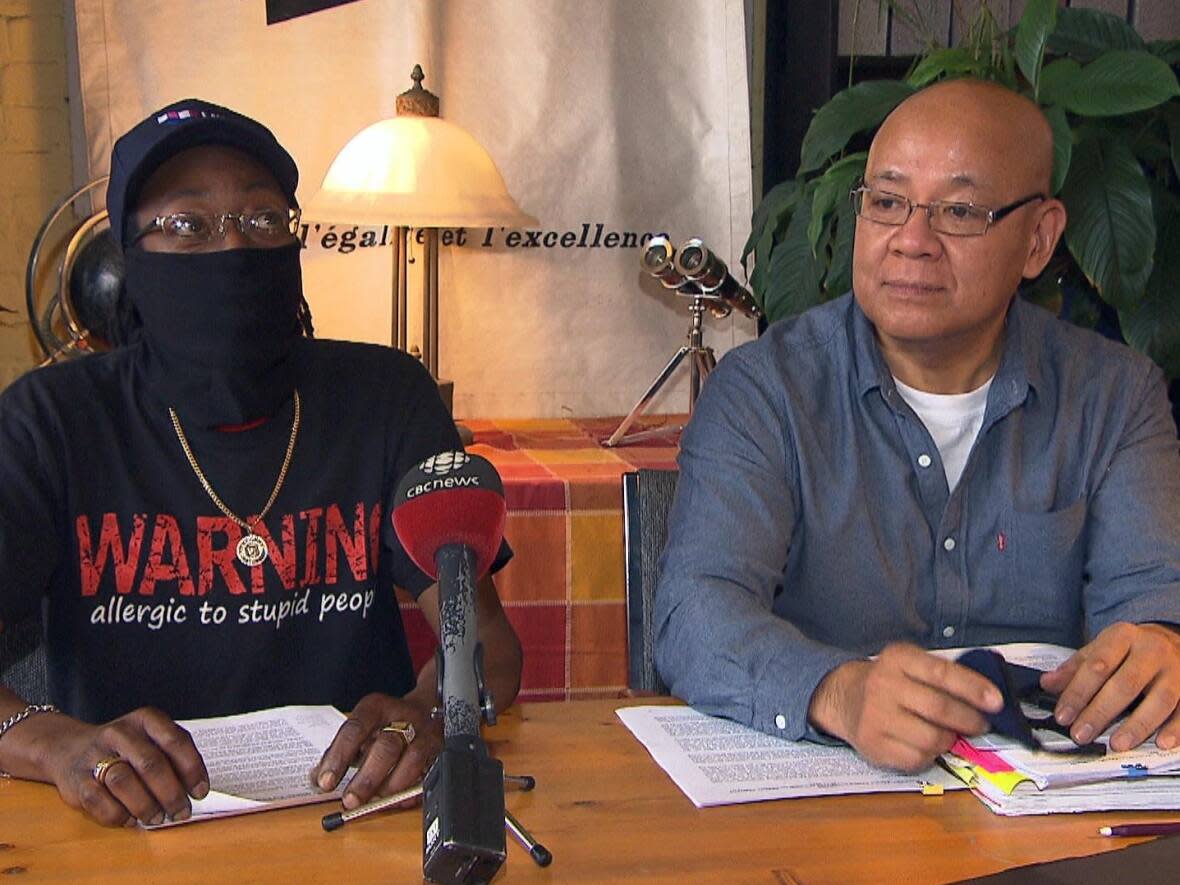 Pradel Content, left, says Laval police racially profiled him and Quebec's police ethics committee has upheld that claim. Fo Niemi, right, says people should always fight for their rights. (CBC - image credit)