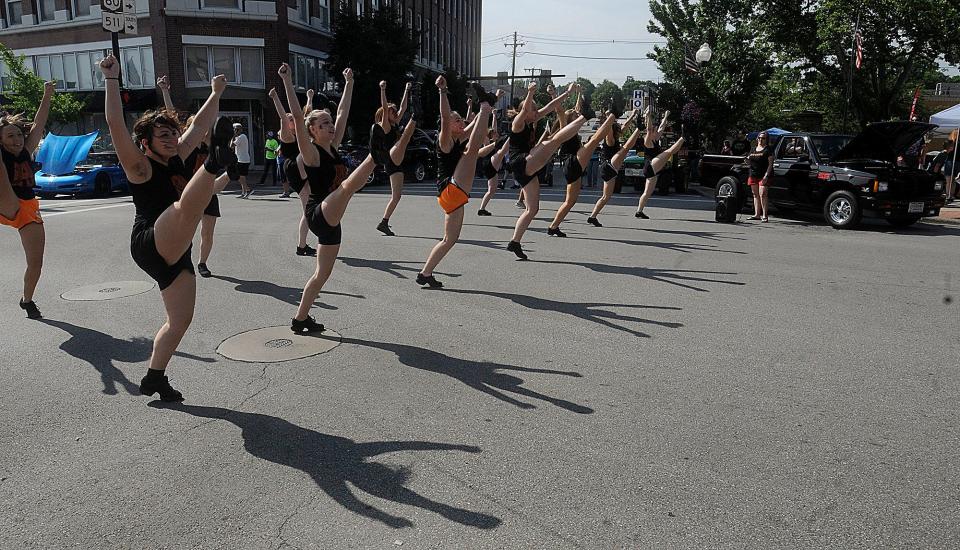Ashland High School's Sweet 16 dancers perform during the Dream Cruise and Car Show on Saturday.