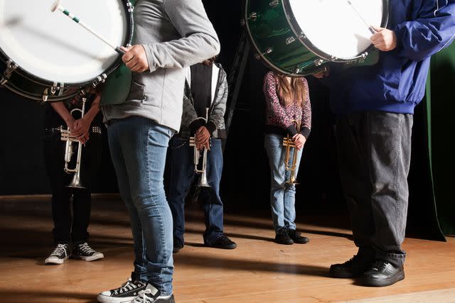 <p>Getty</p> Stock image of high school marching band