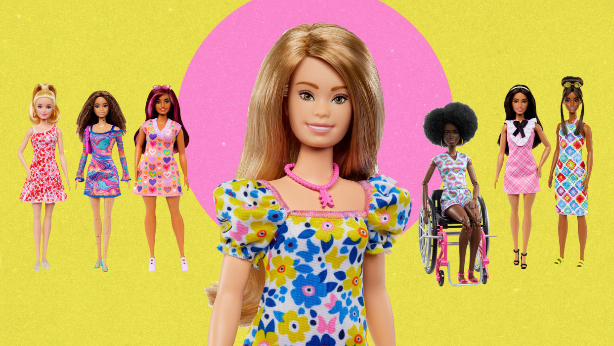 A Barbie with Down syndrome has been featured in the Fashionistas line. (Photo: Mattel; Illustration by Aisha Yousaf for Yahoo)