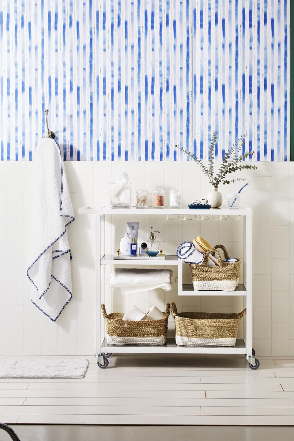 Watery Coastal Bathroom Wallpaper