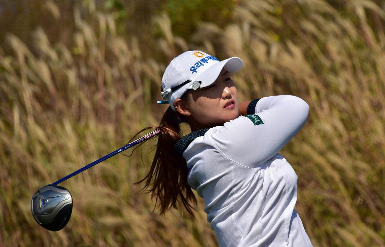 Lee Mi-Rim of South Korea, seen in action during a golf tournament in Incheon, on October 17, 2014