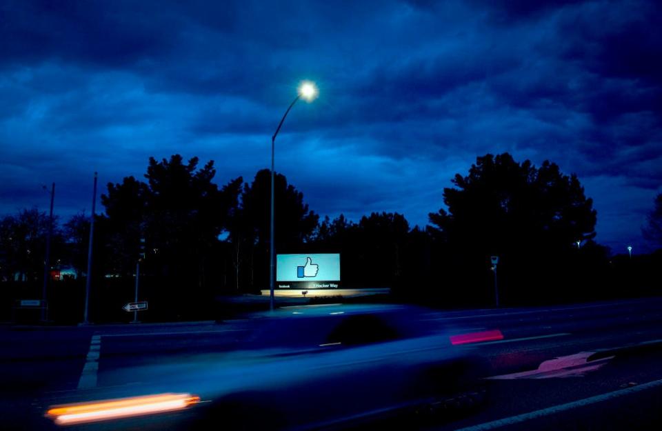 Thumb down: the Facebook corporate headquarters  in Menlo Park, California (AFP via Getty)