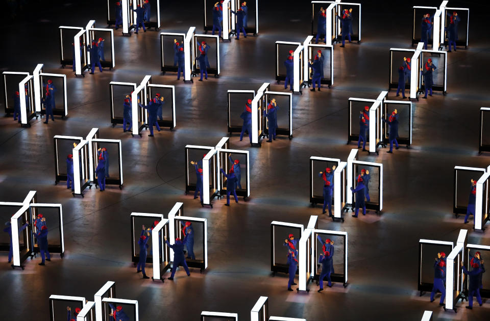 <p>Performers entertain during the Opening Ceremony of the PyeongChang 2018 Winter Olympic Games at PyeongChang Olympic Stadium on February 9, 2018 in Pyeongchang-gun, South Korea. (Photo by Richard Heathcote/Getty Images) </p>