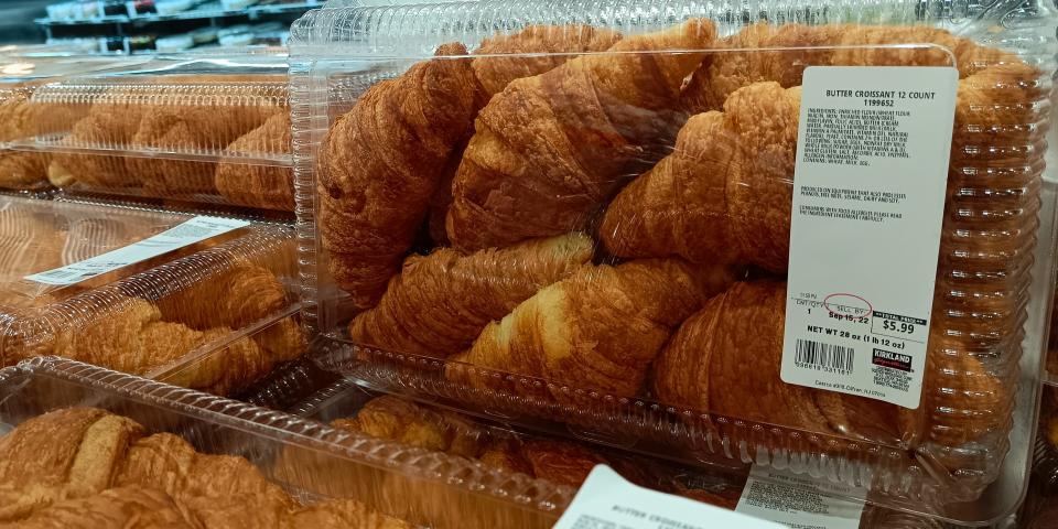 Stack of Costco's butter croissants