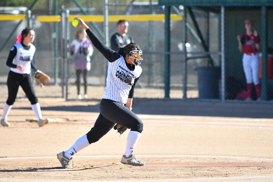 Pueblo south pitcher Emily Abraham.