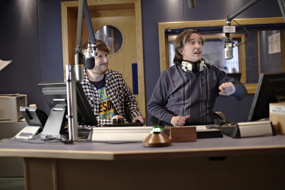 This image released by Magnolia Pictures shows Tim Key, left, and Steve Coogan in a scene from "Alan Partridge." (AP Photo/Magnolia Pictures, Simon Thorpe)