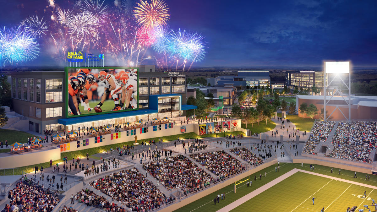 Football-themed waterpark at Hall of Fame Village in Canton