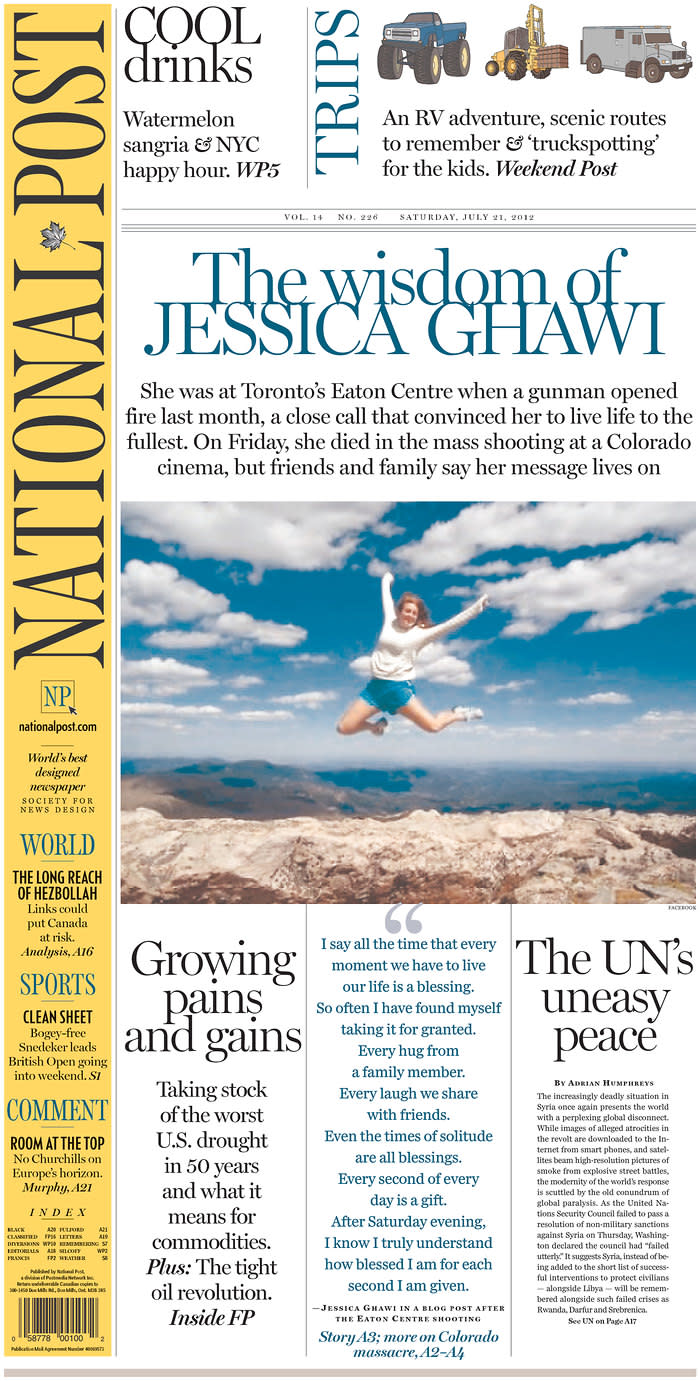 National Post, Toronto, July 21, 2012