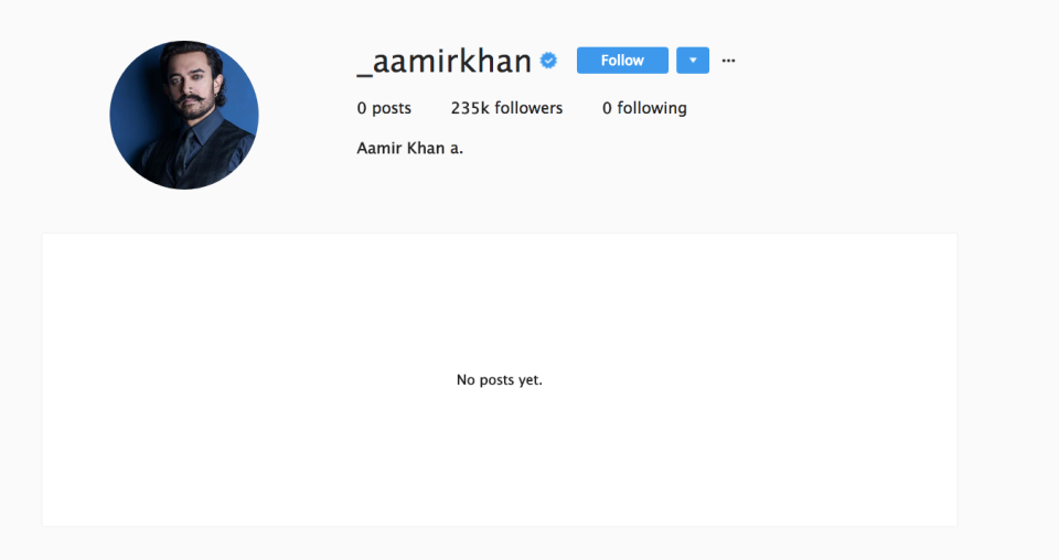 Aamir Khan makes his debut on Instagram