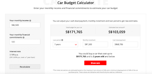 DBS car budget calculator