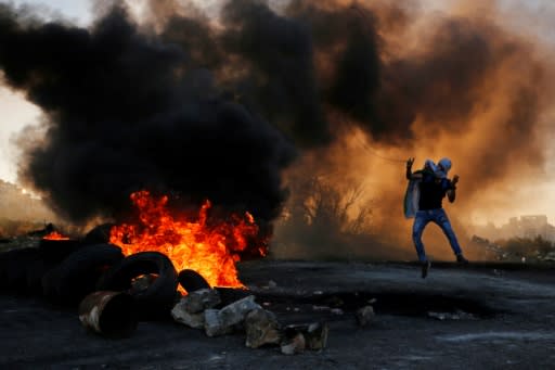 Palestinian demonstrators have clashed repeatedly with Israeli troops raiding Palestinian-controlled areas in their search for the perpetrators of a Thursday shooting that killed two soldiers