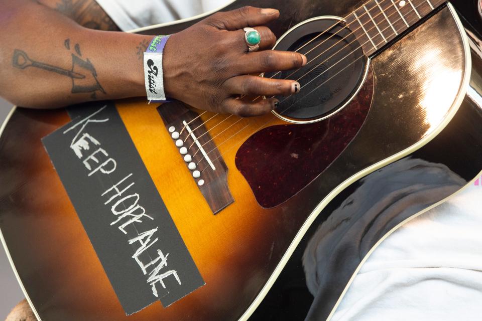 Joy Oladokun performs at That Tent during the Bonnaroo Music and Arts Festival held in Manchester, Tenn., on Saturday, June 18, 2022.