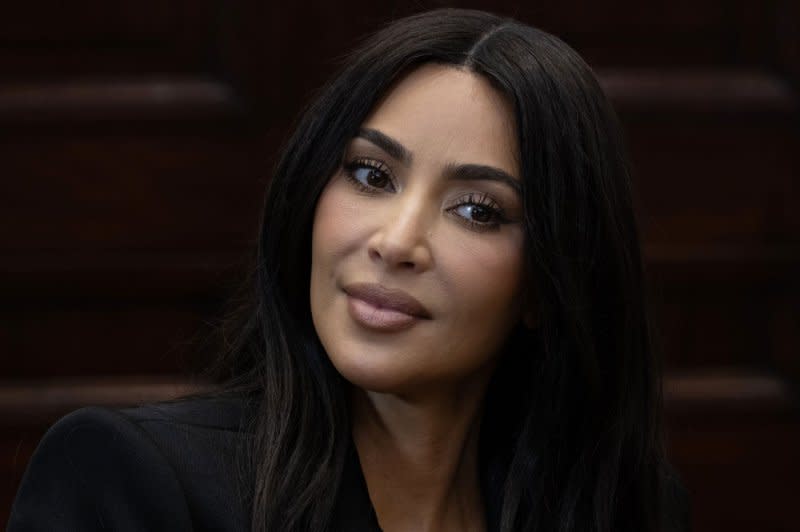 Kim Kardashian met with Vice President Kamala Harris to discuss criminal justice reform in the Roosevelt Room of the White House in Washington DC on Thursday, April 25, 2024. Photo by Michael Reynolds/UPI