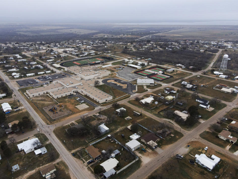 Robert Lee ISD’s campus sits right in the heart of the town of Robert Lee, Texas on March 9, 2023. (Matthew Busch for NBC News)