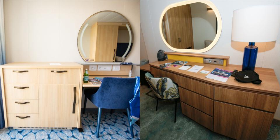 composite of 2 desks on Wonder of the Seas, Icon of the Seas