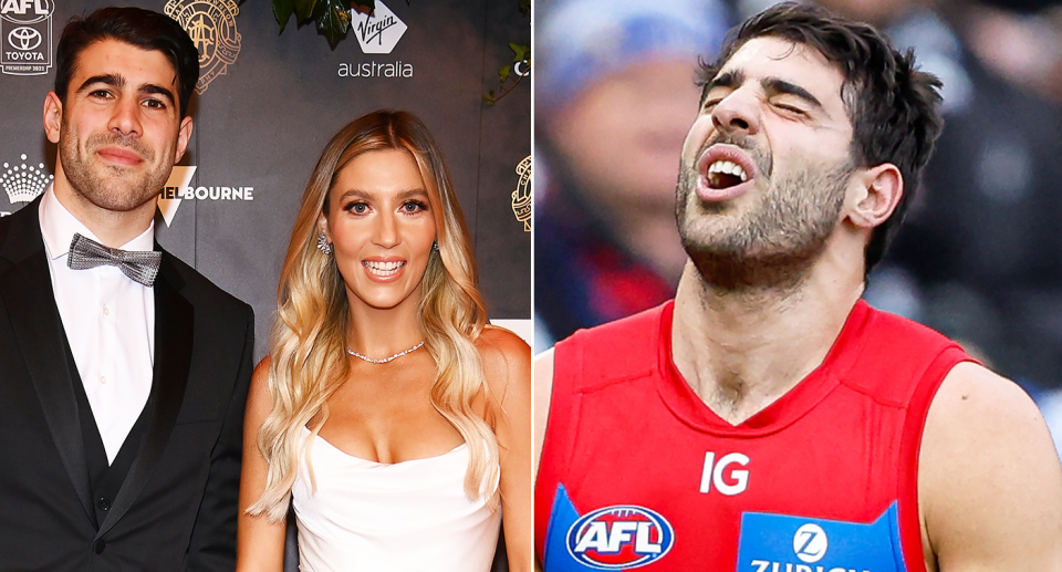 Christian Petracca has opened up about his hospital ordeal and a frightening admission from his fiancee Bella. Pic: Getty