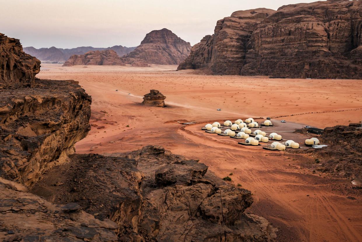 Modern camping in the Wadi Rum Desert, Jordan