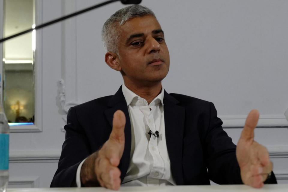 London Mayor Sadiq Khan speaks at a Guardian live fringe event at Labour's party conference (Alan Davidson/SilverHub)