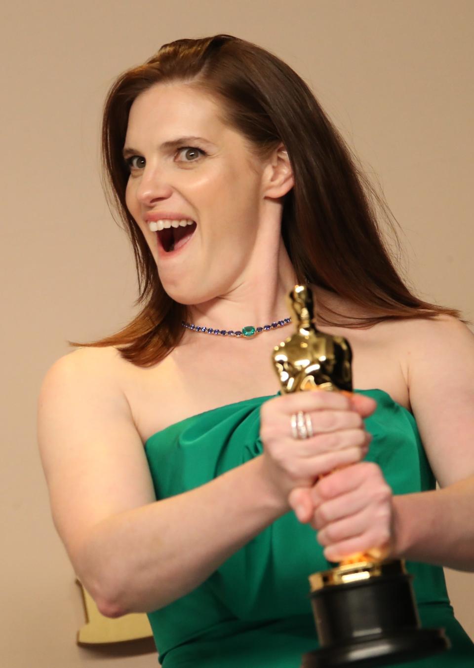 Jennifer Lame, winner of Best Film Editing for 'Oppenheimer,' at the 96th Oscars at the Dolby Theatre at Ovation Hollywood in Los Angeles on March 10, 2024.