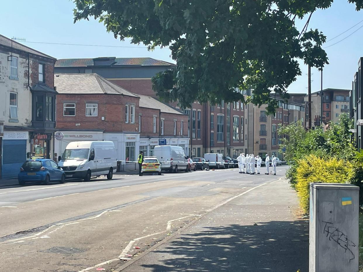 Police cordon at the scene on Ilkeston Road (Holly Evans/The Independent)