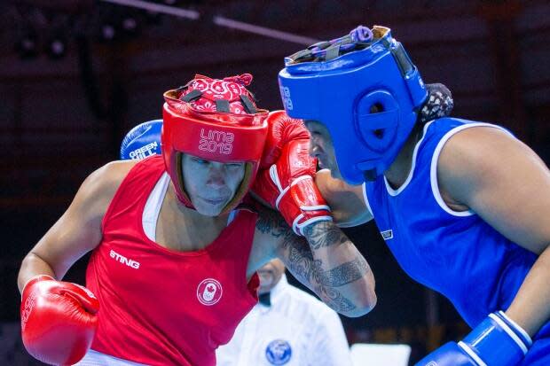 Canada's Tammara Thibeault, left, joins the POV podcast to discuss her thoughts going into her Tokyo 2020 debut bout. (Carlos Osorio for CBC Sports - image credit)