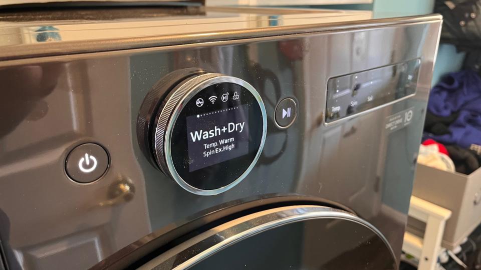 A close-up of the LG WashCombo's functional dial.
