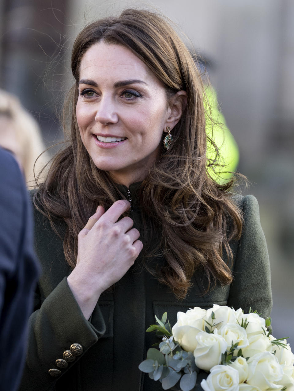 BRADFORD, ENGLAND - JANUARY 15: Catherine, Duchess of Cambridge visits City Hall in Bradfords Centenary Square where she met members of the public on a walkabout on January 15, 2020 in Bradford, United Kingdom. (Photo by Mark Cuthbert/UK Press via Getty Images)