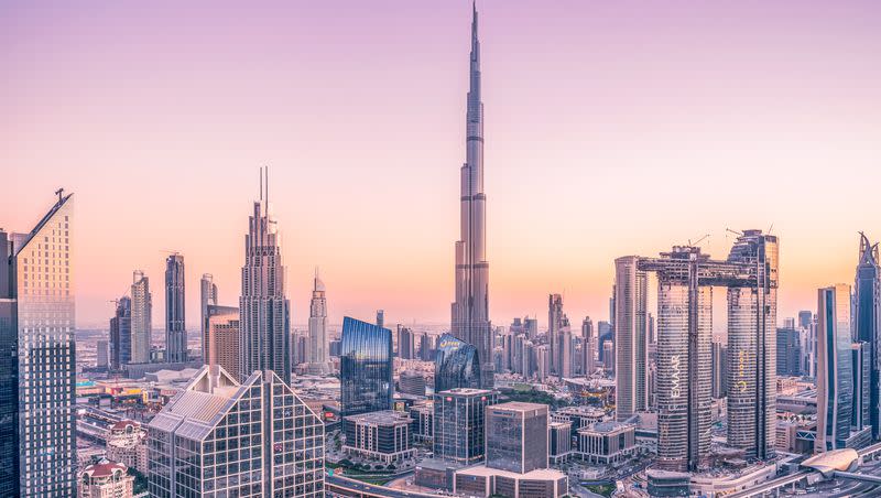 View of the Dubai skyline. 