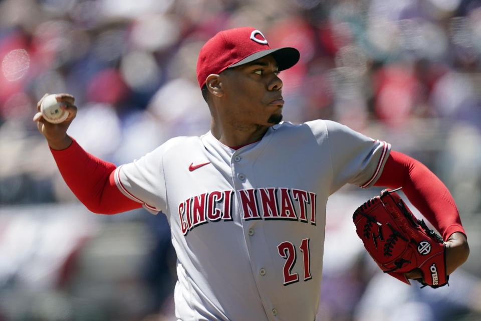 Cincinnati Reds starting pitcher Hunter Greene (21) is a top prospect in baseball