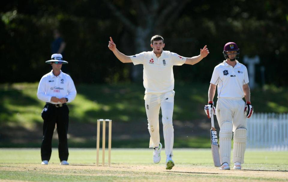 Craig Overton celebrates after dismissing Nathan Smith (Getty)