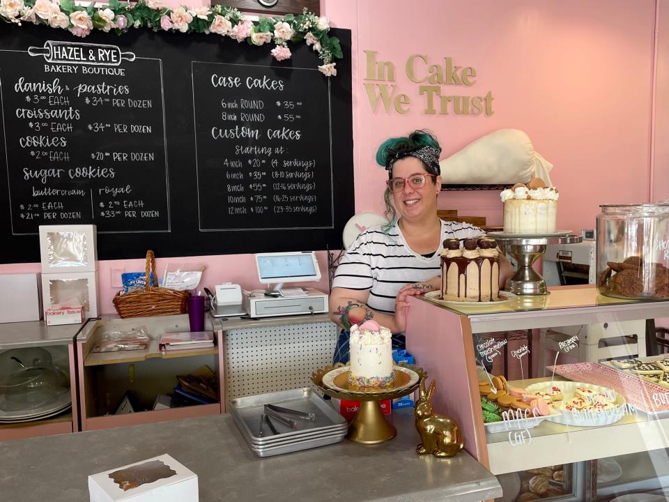 Hazel & Rye Bakery Boutique owner Emily Welk on opening day, Wednesday, May 25, 2022.