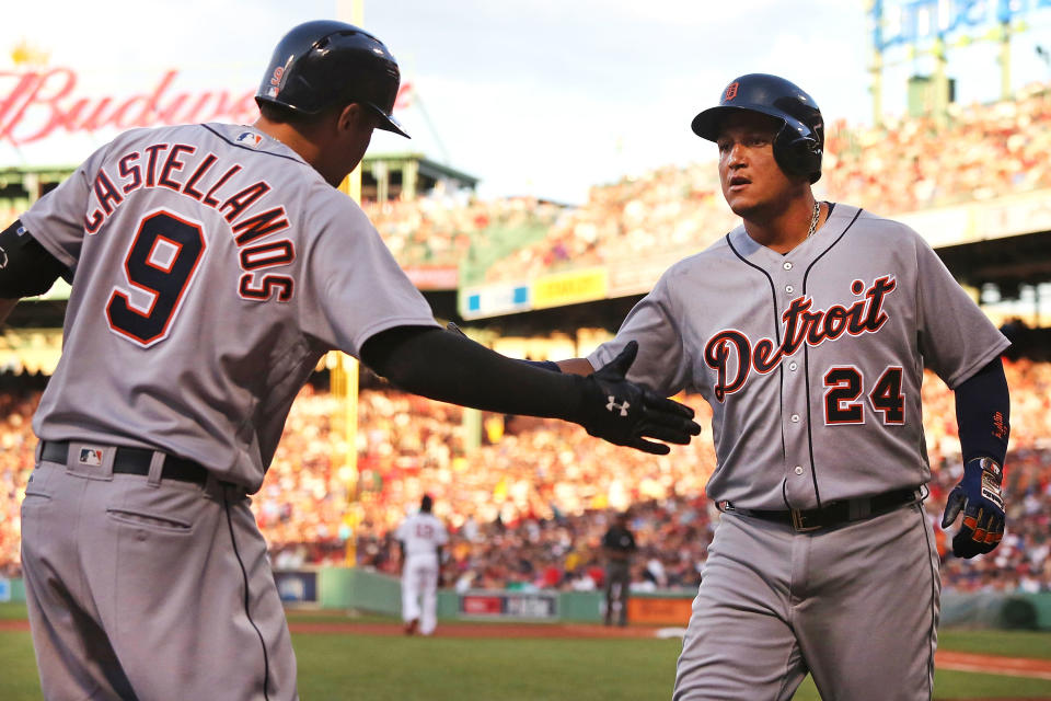 Nick Castellanos在效力底特律老虎期間也受Miguel Cabrera不少提點。（Photo by Adam Glanzman/Getty Images）