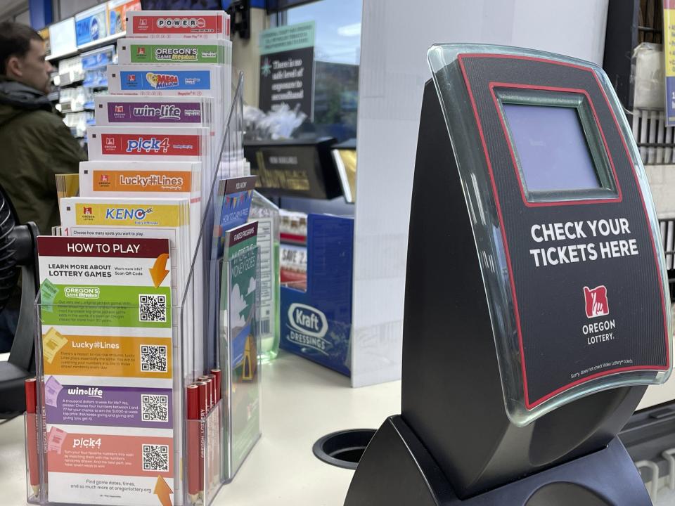 The Plaid Pantry convenience store that sold a $1.3 billion Powerball jackpot, the eighth-largest lottery prize in U.S. history, is seen in Portland, Ore., on Monday, April 8, 2024. The odds of winning a Powerball drawing are 1 in 292 million. (AP Photo/Claire Rush)