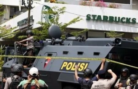 A police armoured personnel carrier is seen parked near the scene of an attack in Jakarta, Indonesia in this January 14, 2016 file photo. REUTERS/Darren Whiteside/Files