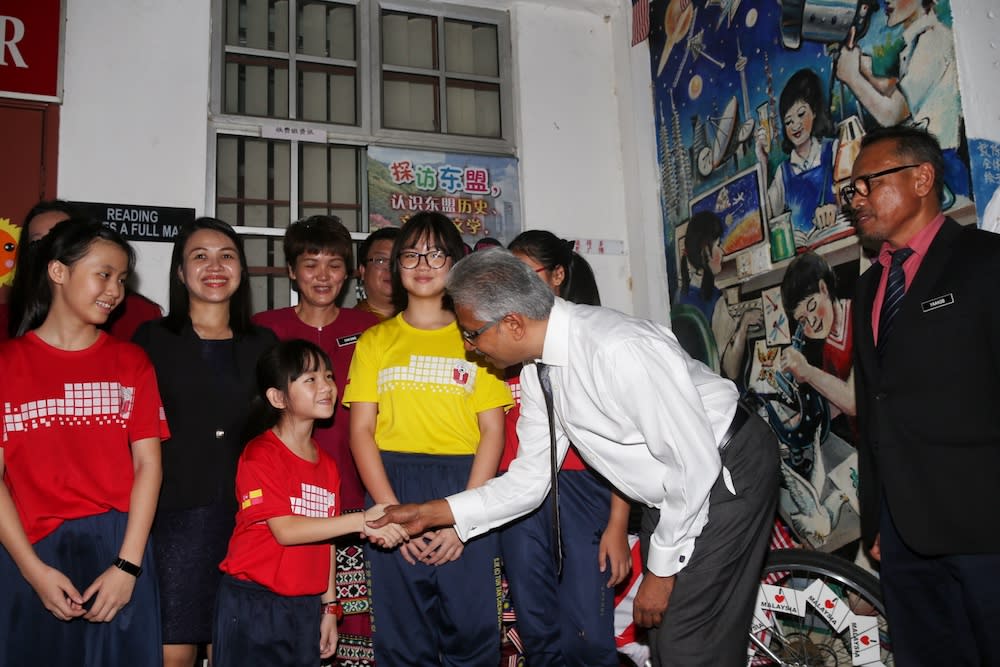 P. Waytha Moorthy visits the USJ 15 Vision School complex in Subang Jaya September 13, 2019. — Picture by Choo Choy May