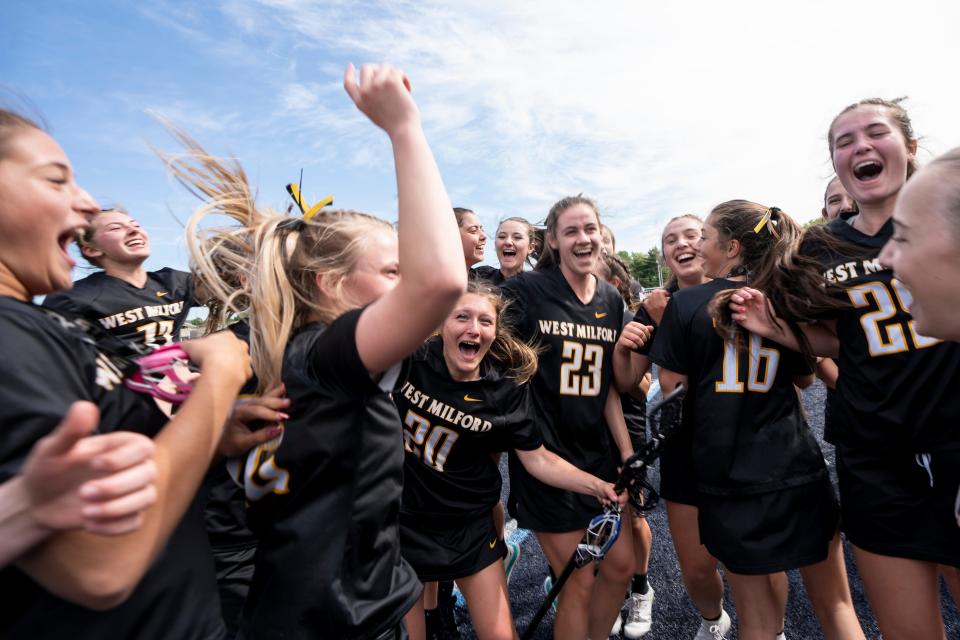 May 11, 2024; Wayne, NJ, DePaul goes against West Milford in the Passaic County girls lacrosse finals on Saturday. West Milford wins 10-9 and Highlanders get the title for the first time in the school's history.