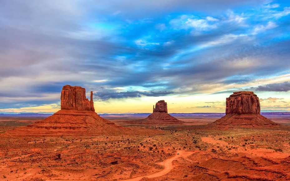 <p>Monument Valley played backdrop for the horseback riding excursions Dolores and Teddy went on. The area lies within the Navajo Nation Reservation and has been filmed in many famous movies like Stagecoach, 2001: A Space Odyssey, and Forrest Gump.</p>