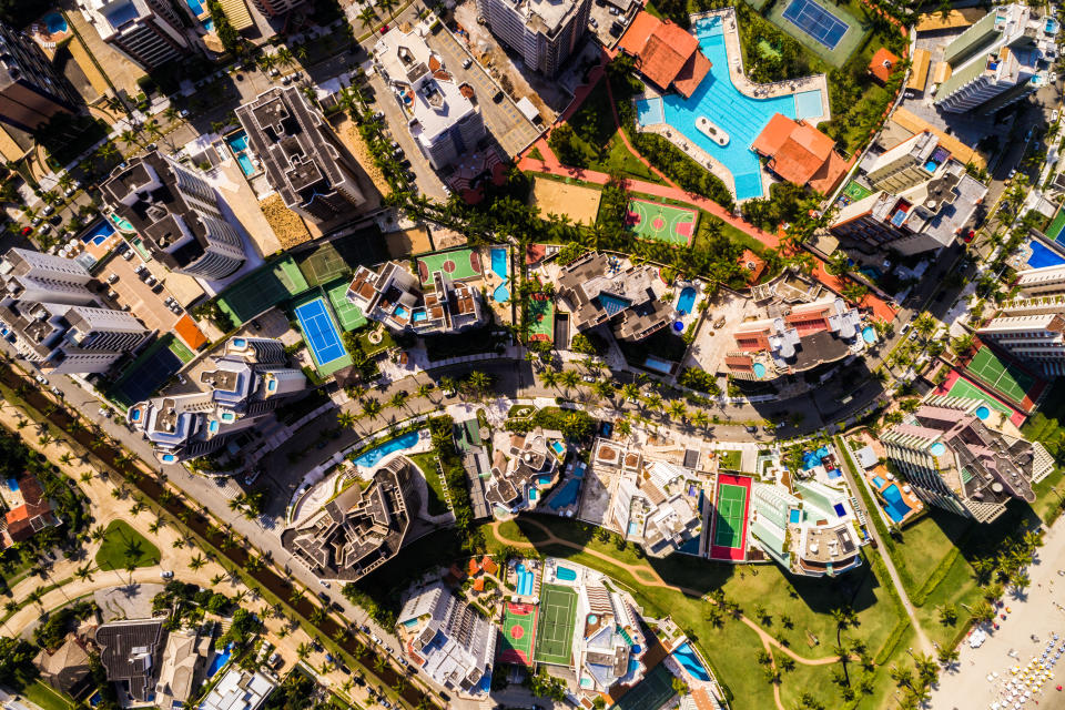 Top View of Many Modern Tall Buildings